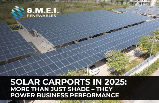 Solar carports offer shade and protection for vehicles and generate electricity, pairs of benefits that deliver strong ROI. Below is an overview of what to know in 2025, with insights, numbers, and how S.M.E.I. Renewables can help.