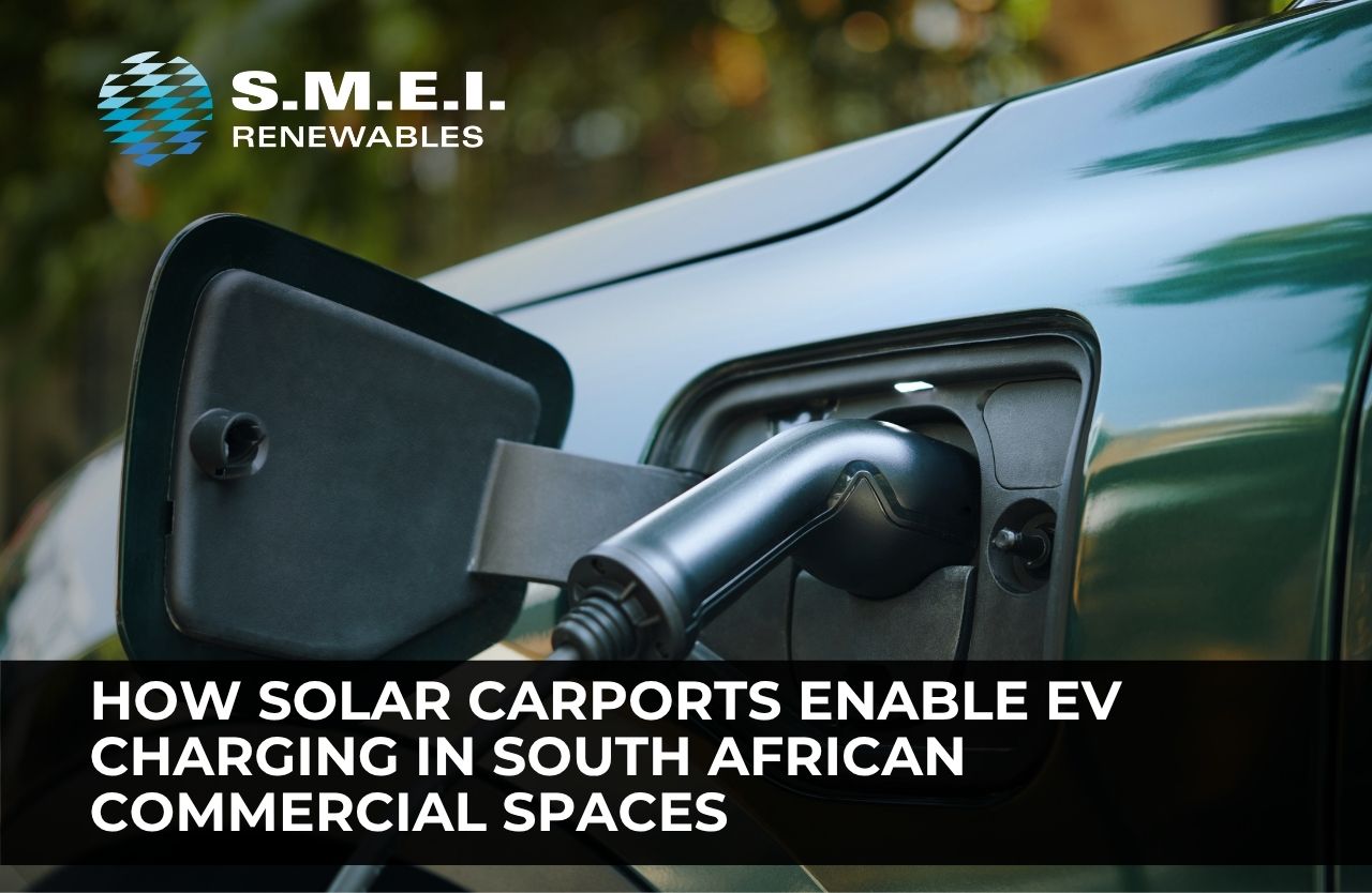 Solar carport with EV charging stations on commercial site