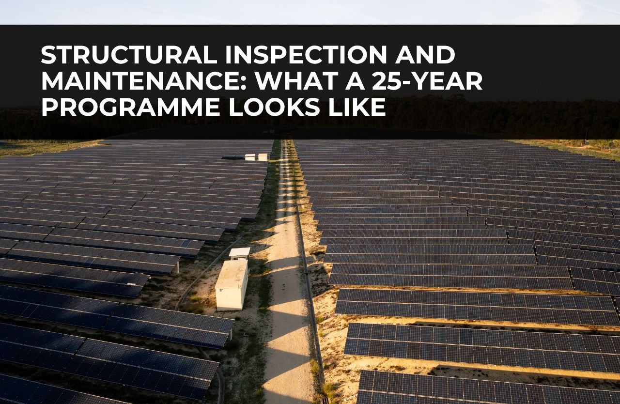 Structural inspection and maintenance of a commercial solar installation